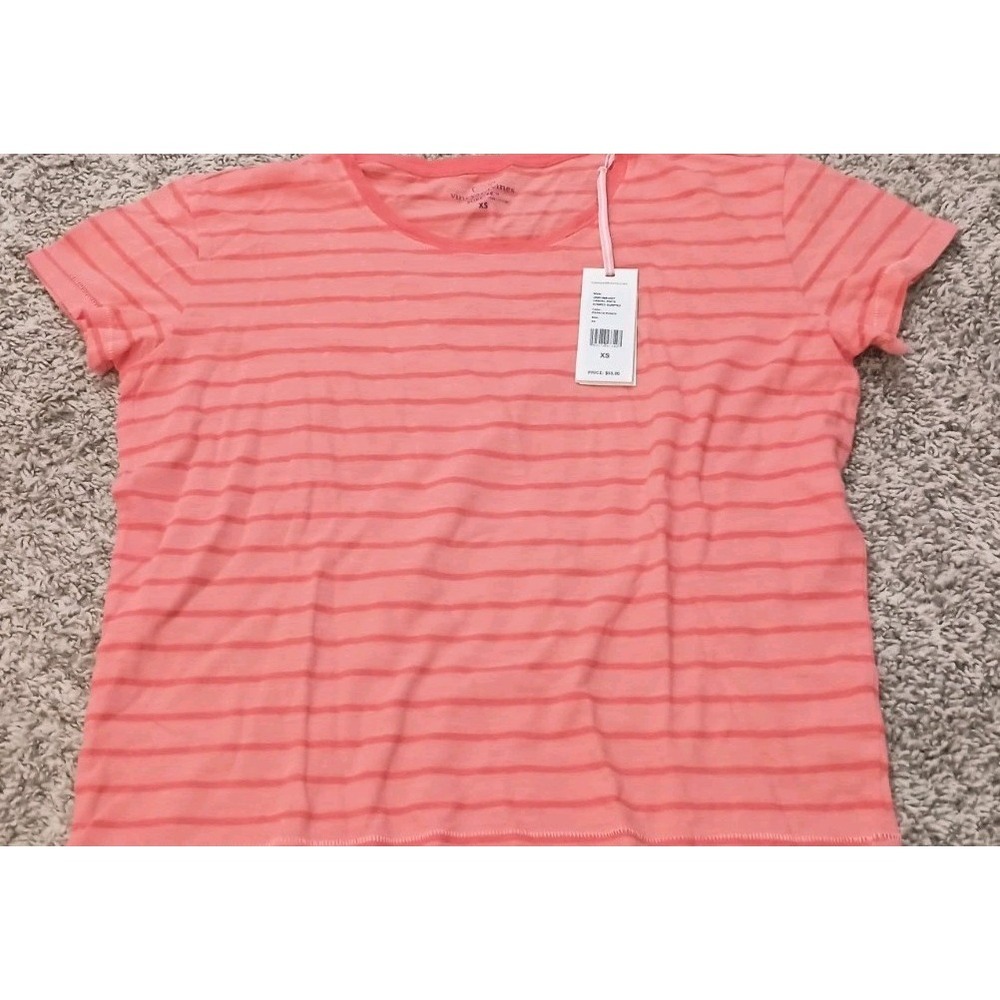 Vineyard Vines Women's X-Small Papaya Punch Striped Surftee Shirt Tee Cotton New